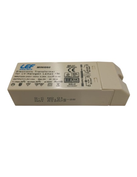 Transformateur électronique Lef mini060 20÷60w 230v / 12vac mini