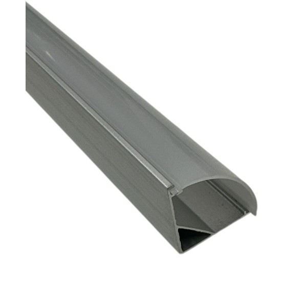 Profilé d'angle LED en métal anodisé LIBA0433MM de 2 m, avec revêtement satiné et accessoires.