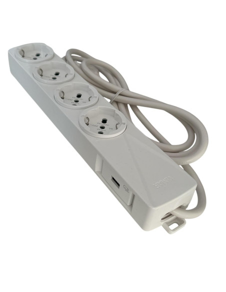 Multiprise USB universelle 4 ports Vimar 01296.Usb.Cc.B blanche