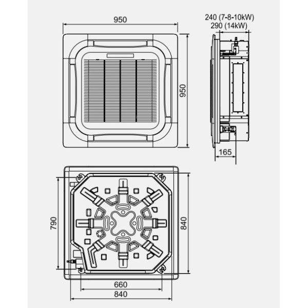 Vaillant VAI 1-070 KNI  Unità interna cassetta 7kw 840x840 24000btu
