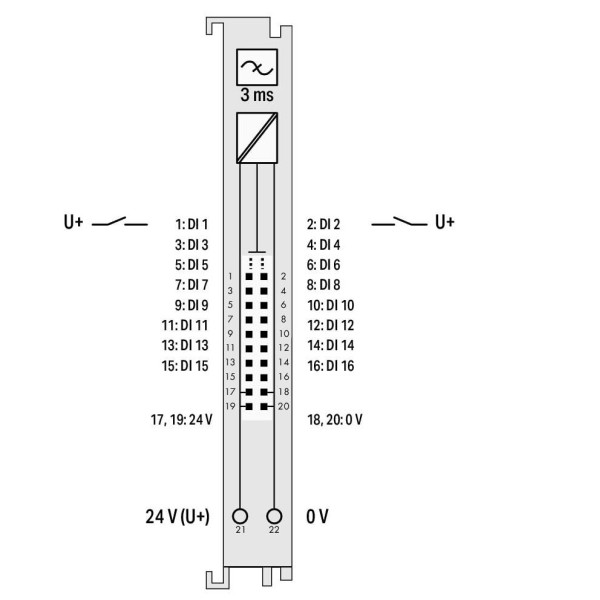 Wago 750-1400 Ingresso digitale a 16 canali 24 V DC 3 ms Cavo a nastro