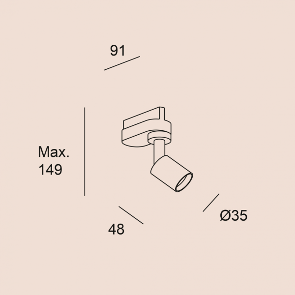Lc4 TC-0485-BLA proiettori Ip20 Key model tub per binario Gu10 8w