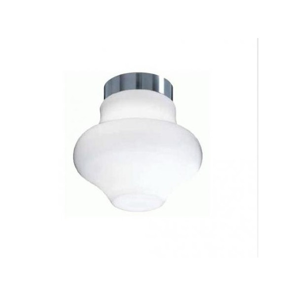 Plafonnier Fabbian d14e04 01 classique, diamètre 200 mm, 1 x E27, 60 W, verre blanc chromé.