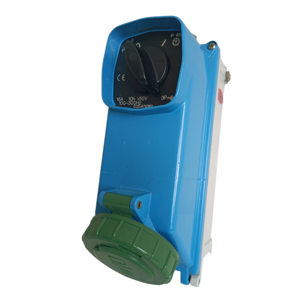 Palazzoli 472363 presa interbloccata con base portafusibili 3p+t 16a 10h ip67 alluminio 50-100v-300hz