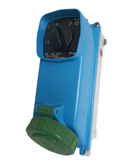 Palazzoli presa interbloccata con base portafusibili 3p t 16a 10h ip67 alluminio 50-100v-300hz fus e16 472363