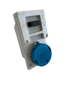 Prise Ilme bk 3263 qw à verrouillage s f 2p t 32a 220v ip67 c b f