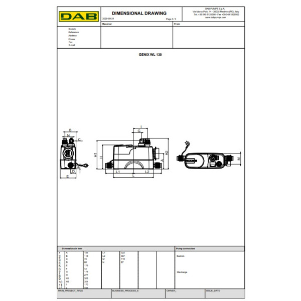 Dab 60185581 GENIX WL 130 Stazione automatica di raccolta e sollevamento acque