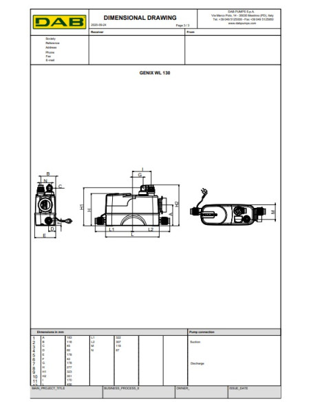 Dab 60185581 GENIX WL 130 Stazione automatica di raccolta e sollevamento acque