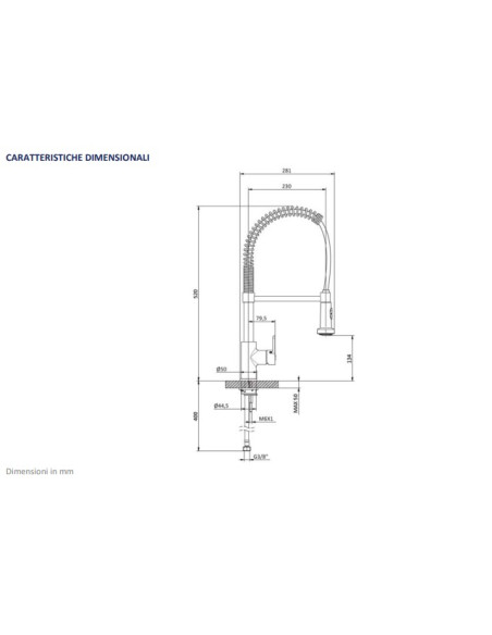K501 MISCELATORE MONOCOM.LAVELLO C/MOLLA CROMATA