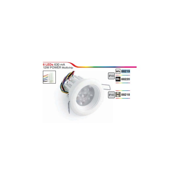 I-led Arent 10 faretto incasso tondo d 77 bianco fisso led 6x2w rgb ip40 88219z12