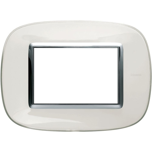 Bticino HB4803DB placca ellittica 3 moduli  bianco liquid  materiale tecnopolimero