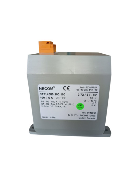 Necom ctpu.050.100.100 trasformatore di corrente 100/5a 0,72kv